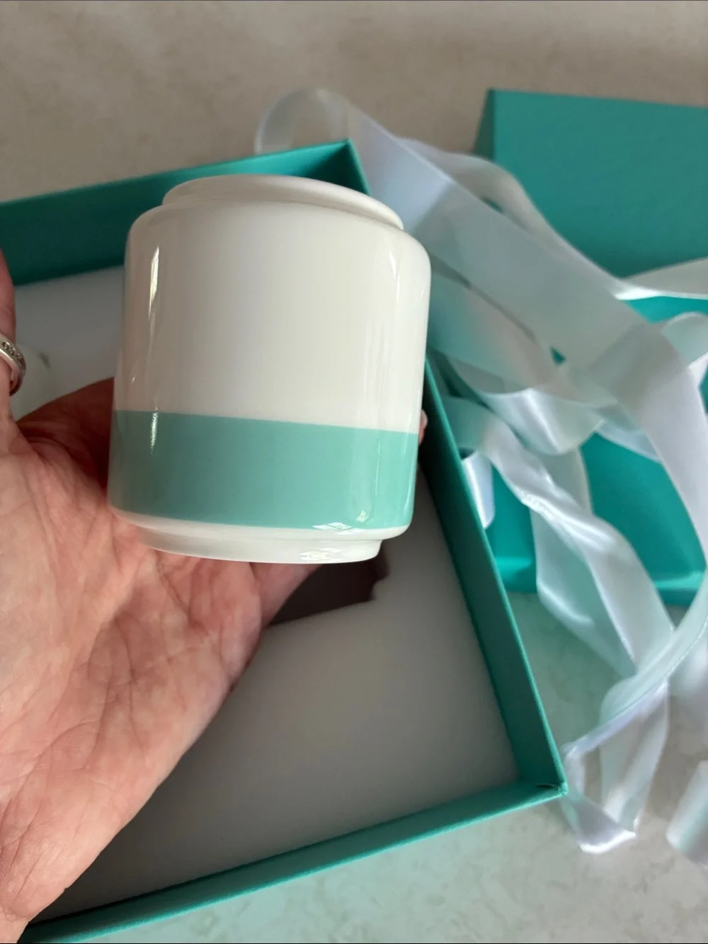 Tiffany & Co. bud vase bone china Trio in Signature Blue and White in box